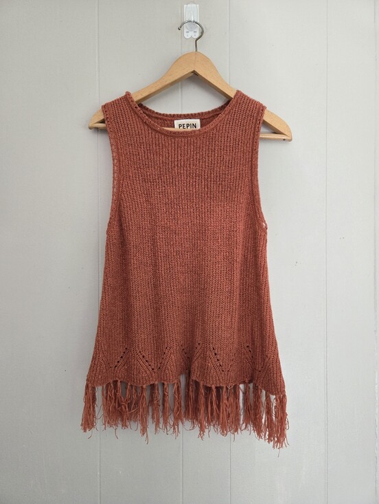 Anthropologie Tops - Anthropologie Pepin Rust Fringe Knit Tank